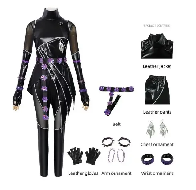 Disfraz de Halloween KPop Mira, peluca, abrigo negro, traje para cantar, disfraz de promoción de canciones, Halloween para mujer