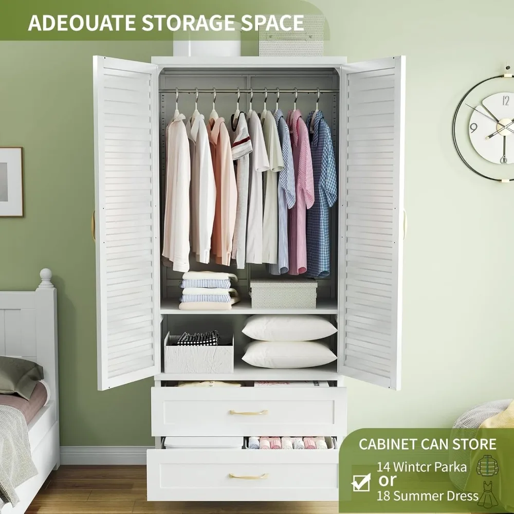 Armadio moderno indipendente in acciaio con cassetti e asta sospesa per soluzioni di archiviazione per la camera da letto