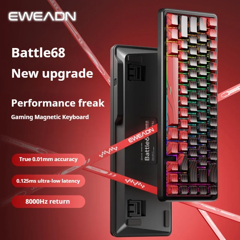 

EWEADN Battle68 Механическая клавиатура Киберспортивная клавиатура с магнитным валом RGB 8K 0,125 мс Быстрый триггер Проводная игровая клавиатура с возможностью горячей замены