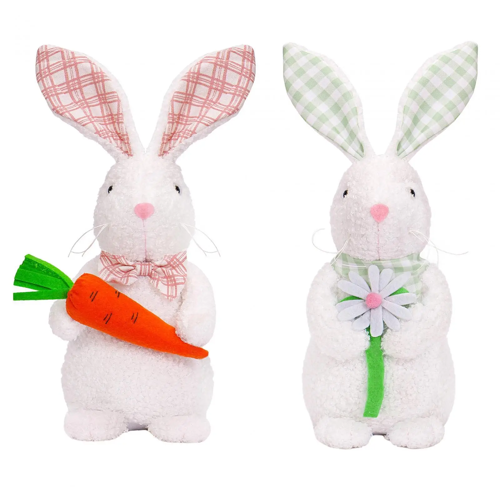 Easter Bunny Doll 11x23cm Easter Gifts Desktop Decor Realistic Plush Toy Rabbit Figures for Home Table Kitchen Bedroom Holiday