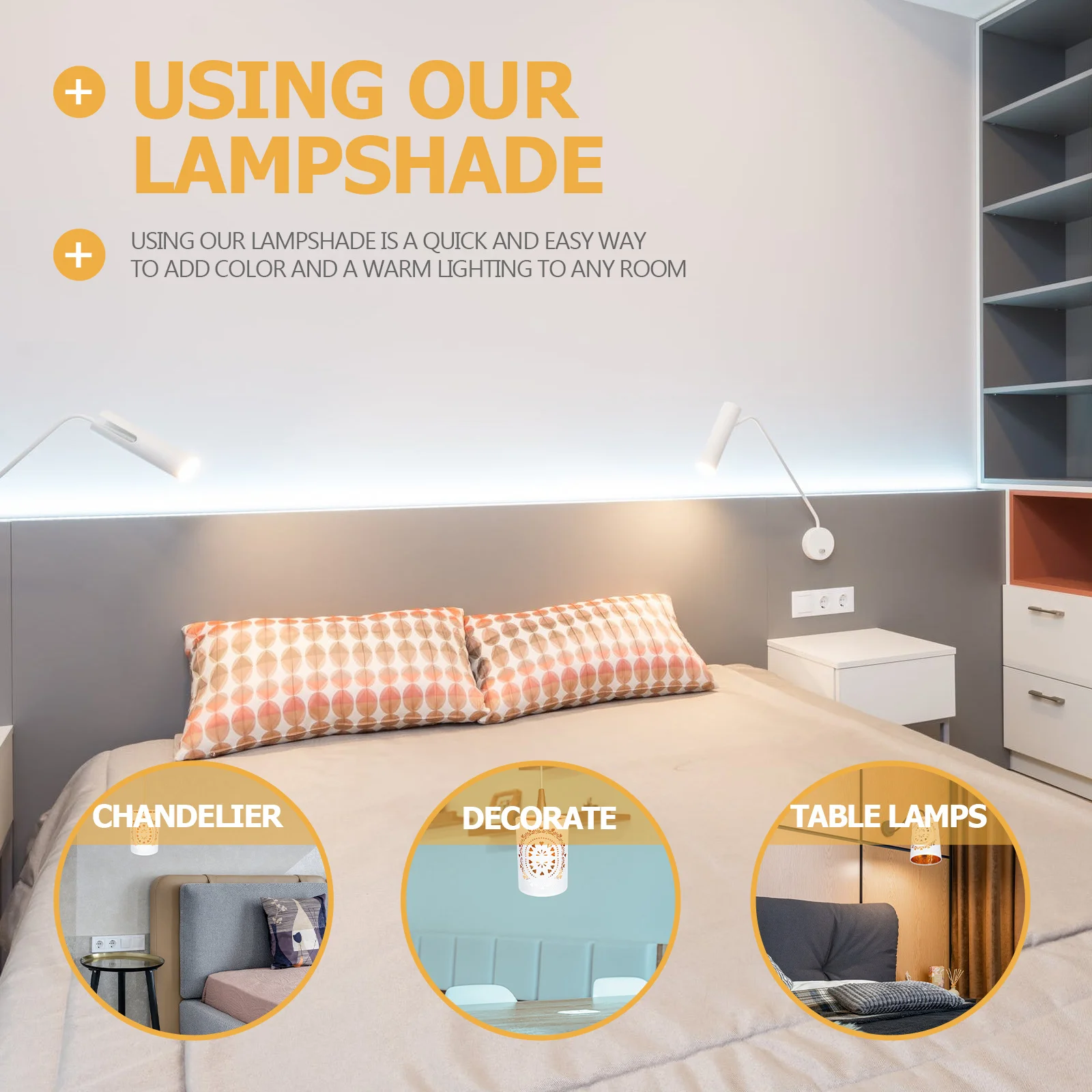 

Vintage Lampshade Simple Home Cloth Light Shade Dustproof Decorative Cylindrical Lamp Cover for Bedroom Wall Table