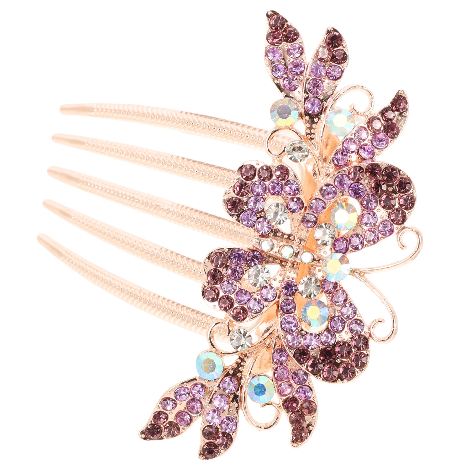 

Rhinestone Hair Comb Purple Metal Clips for Women Wedding Bridal Hairstyle Accessories Long Side Vintage Pins