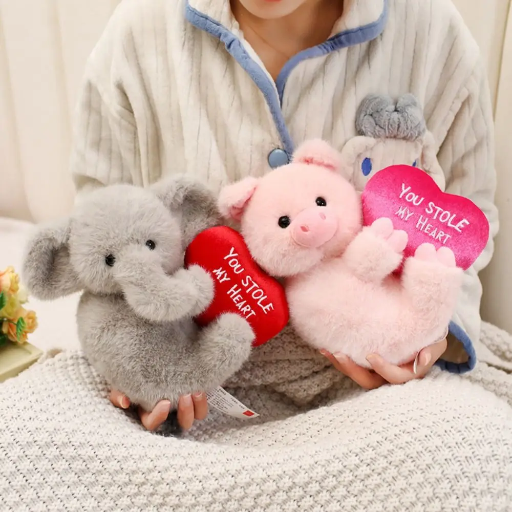 

Pig Elephant Plush Doll Embrace Love Pet LOVE Heart Elephant Stuffed Toy Cartoon Soft Infant Plush Elephant Toy Home Decoration