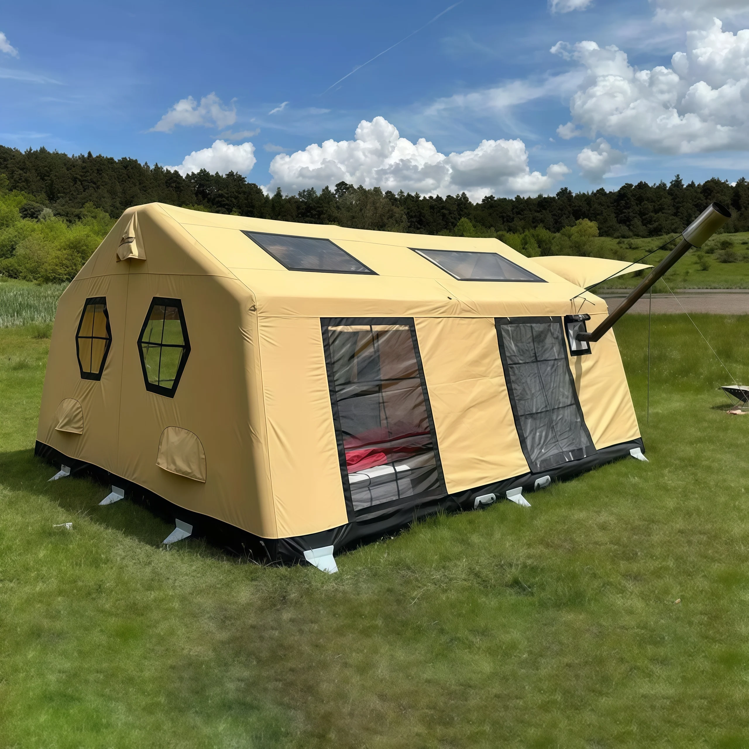 

5-8 people large outdoor camping waterproof PVC inflatable tent with air pump