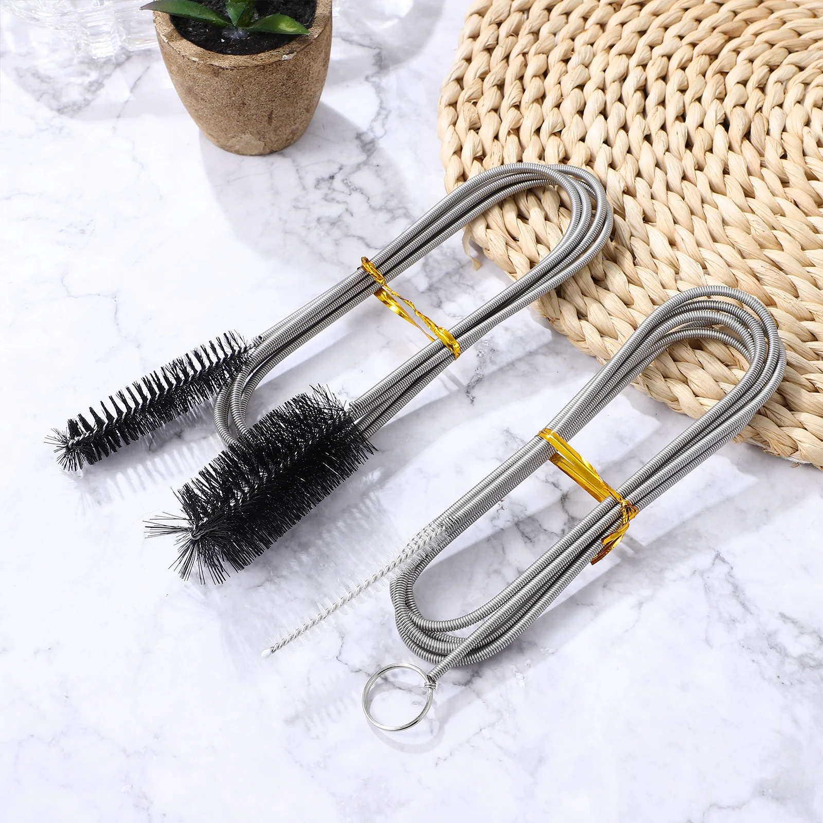 2 قطعة شعيرات نايلون من الفولاذ المقاوم للصدأ أدوات تنظيف أنبوب مرن لمرشح مضخة حوض الصرف أنبوب خرطوم خزان الأسماك #4