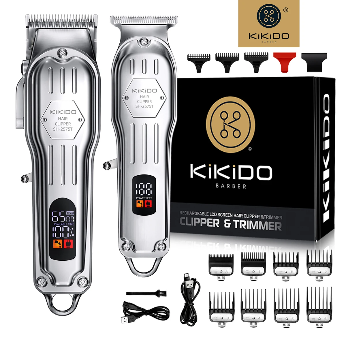 KIKIDO 2 in1 tagliacapelli professionale tagliacapelli elettrico per barba e capelli per uomo Set di taglio di capelli macchina per tagliare i capelli ricaricabile 2575