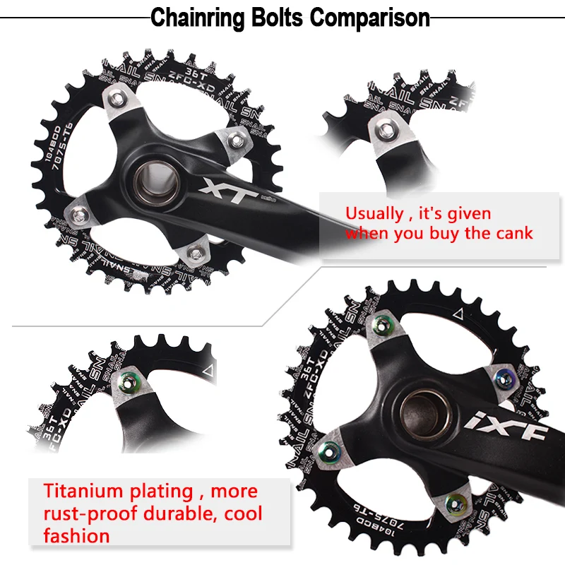 4/5PC Bicycle Chainwheel Crew 6.5/8.5mm MTB Chainring Bolt Plate Dental Plate Screws Steel Crank Bolts Bicycle Parts