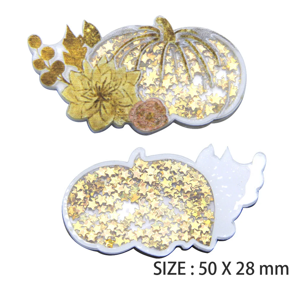 Maple leaf Quicksand Acrylic Planar Resin Applique for DIY Clothes Sequin Shakers Hat Headwear Hair Clips Bow Accessories