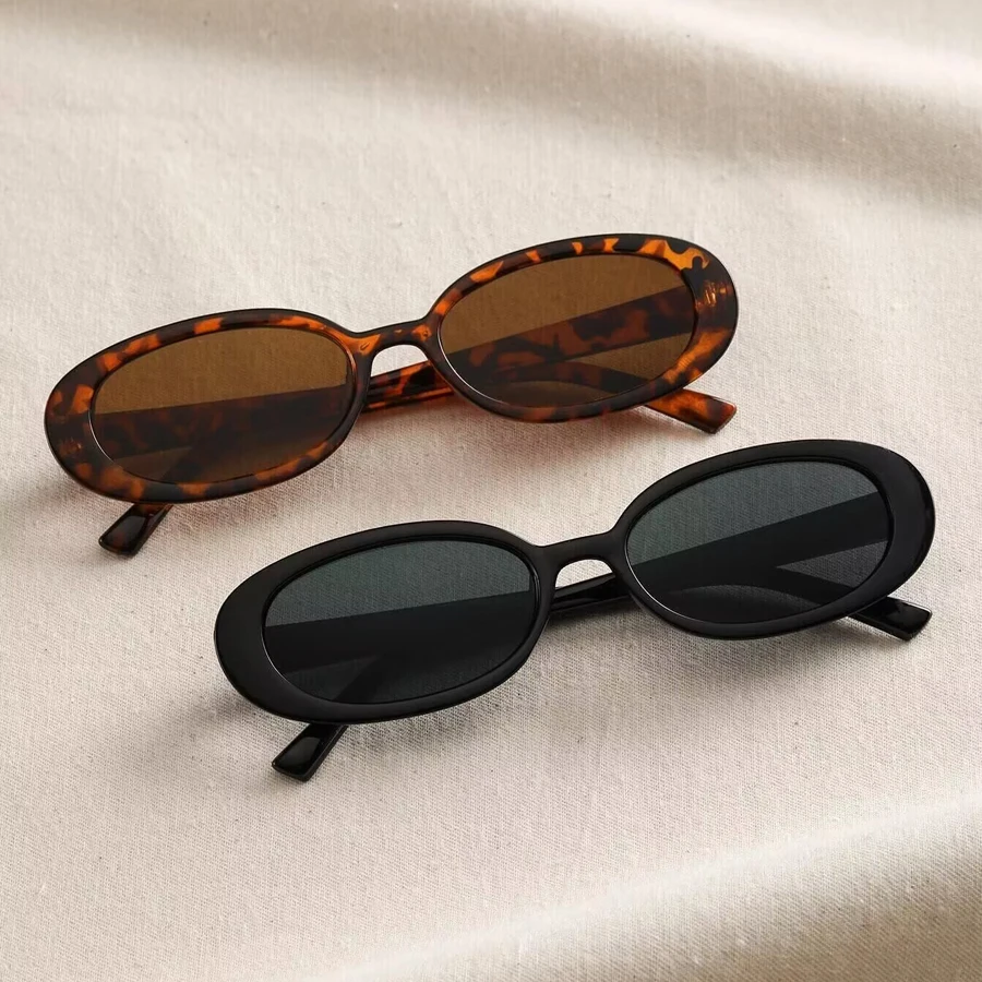 Gafas de sol ovaladas para mujer, lentes ovaladas pequeñas de diseñador de marca de lujo, Retro, negro y rojo