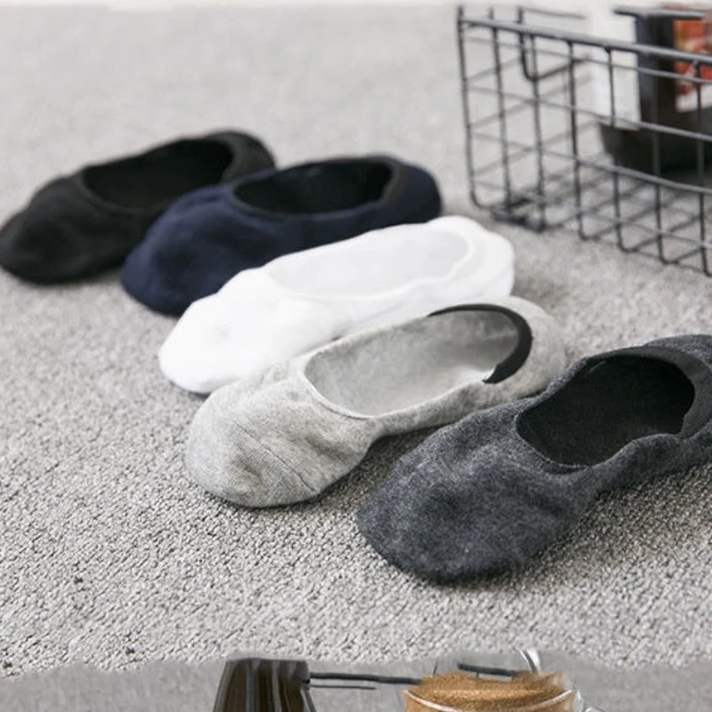 10 Pairs Invisible Socks for Men Ankle Short No Show Solid Color Cotton Non-slip Silicone Summer Thin Unisex Sock Breathable