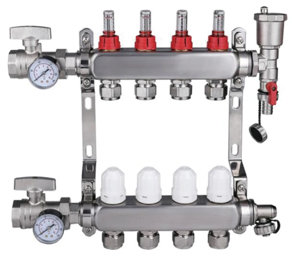 

Коллектор из нержавеющей стали 304 для систем отопления пола с шаровым краном и расходомерами для квадроциклов и мотовездеходов, заводская поставка