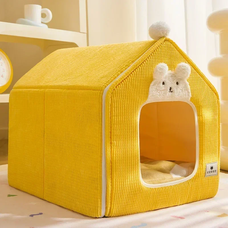 Casa plegable para perros y gatos, cama cálida de invierno, cesta para mascotas, cueva para cachorros, sofá