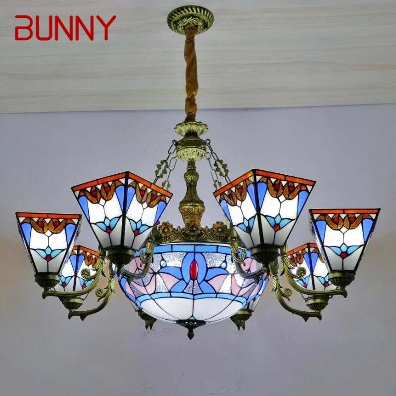 

BUNNY Tiffany Европейский подвесной светильник для гостиной Американская люстра Спальня Ресторан Бар Caf é Цветная стеклянная люстра