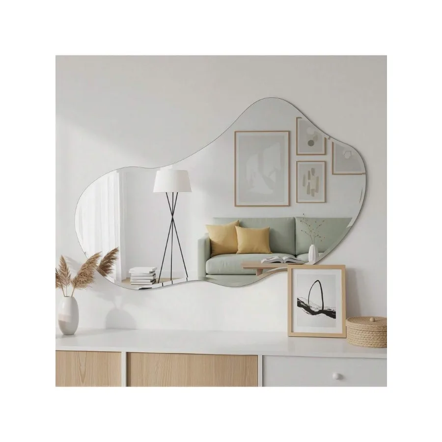

Irregular Wall Mirror Wall Mirrors Decorative Black Modern Asymmetrical Abstract Mirror For Bathroom Bedroom Living Room Entryw