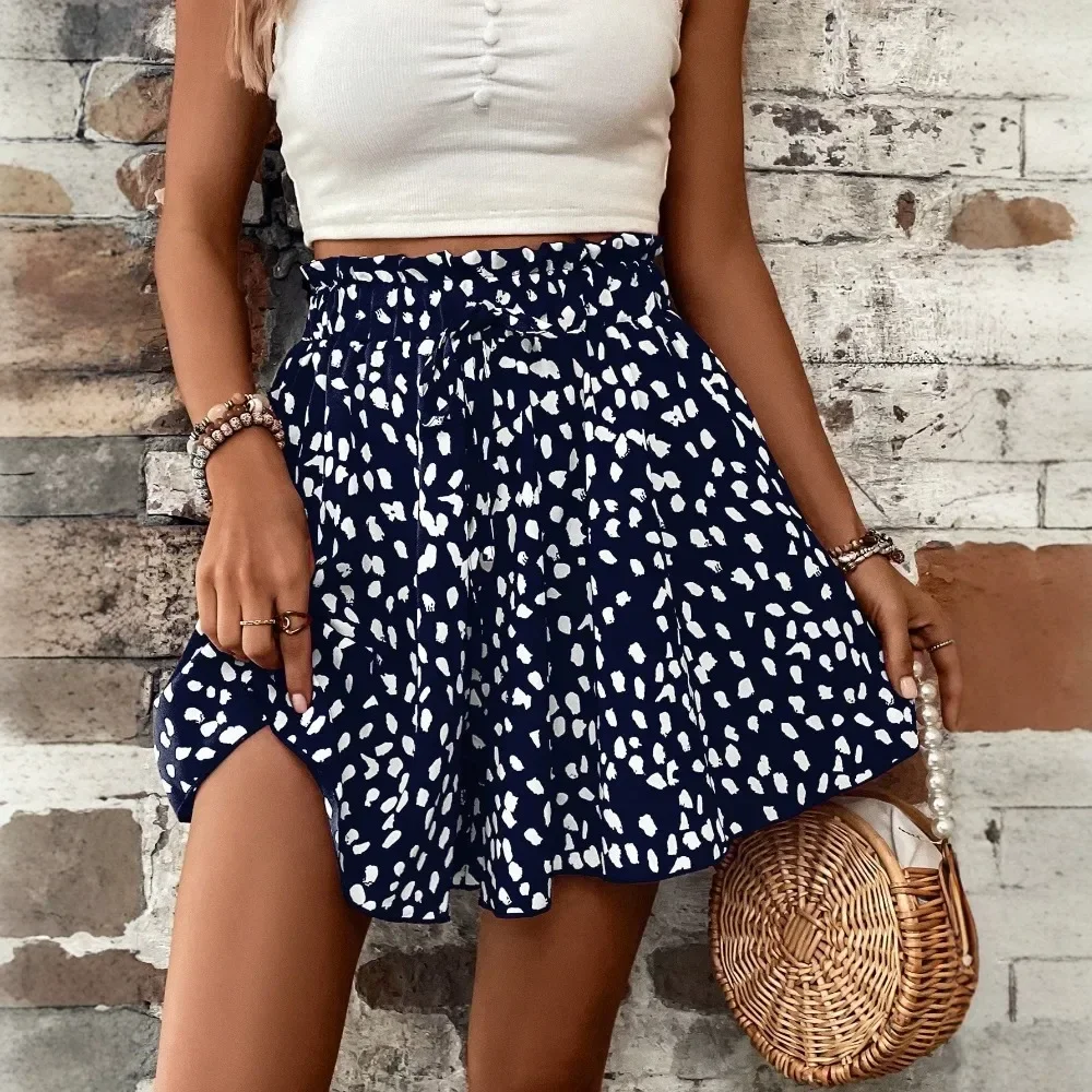 Women High Waist Floral A Line Shorts Loose Elastic Waist Breathable Flowy Flattering Casual Vacation Beach Streetwear Daily