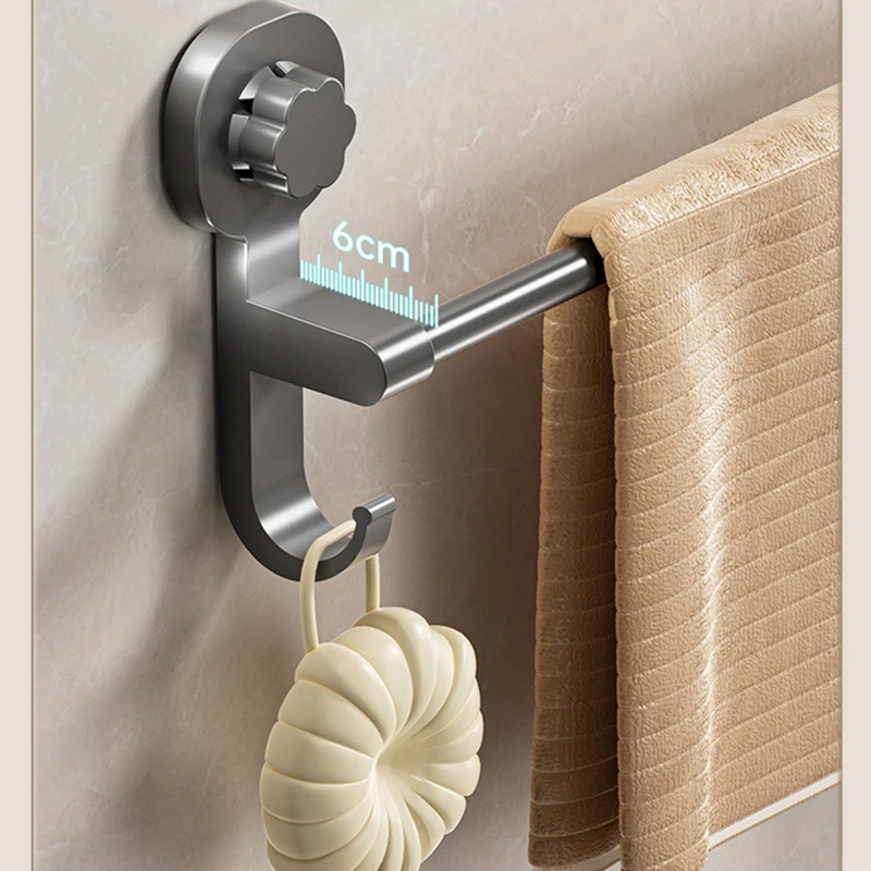 Bathroom Towel Holder Suction Cup Towel Rack Wall Hook Without Drilling Black Towel Rack Slipper Rack Bathroom Facilities