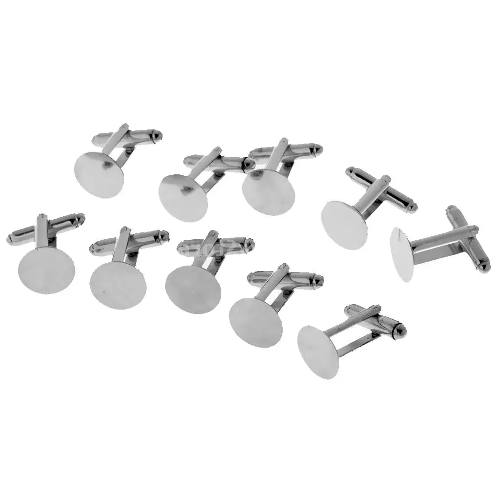 Cufflink Copper 15mm Glue Pad Easy Closure Findings for Glass Tile Fused Glass Cabochon Craft Set 10