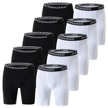 1/5 Pcs Men's Black And White Classic Cycling Long Underwear Multi-size Running Fitness Comprehensive Training Shorts Teenagers 2