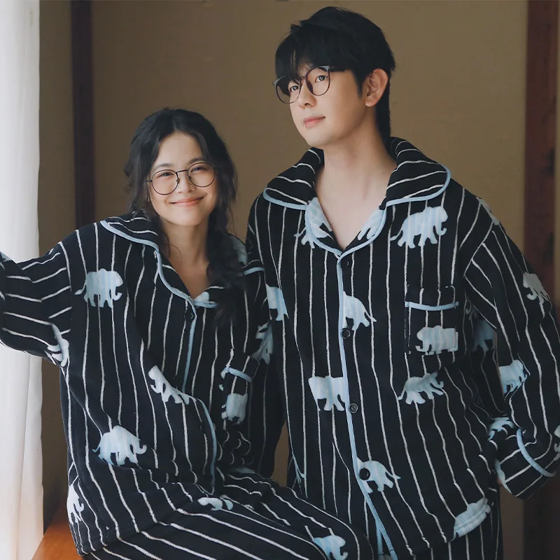 

Winter men's sleepwear with warm and comfortable coral fleece set, high-end and can be worn as flannel home clothes