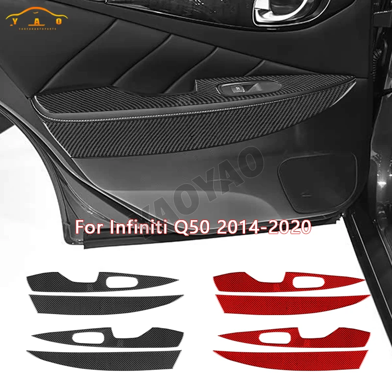 

Carbon Fiber For Infiniti Q50 2014-2020 Car Accessories Rear Door Armrest Decorative Modified Interior Trim Cover Soft Sticker