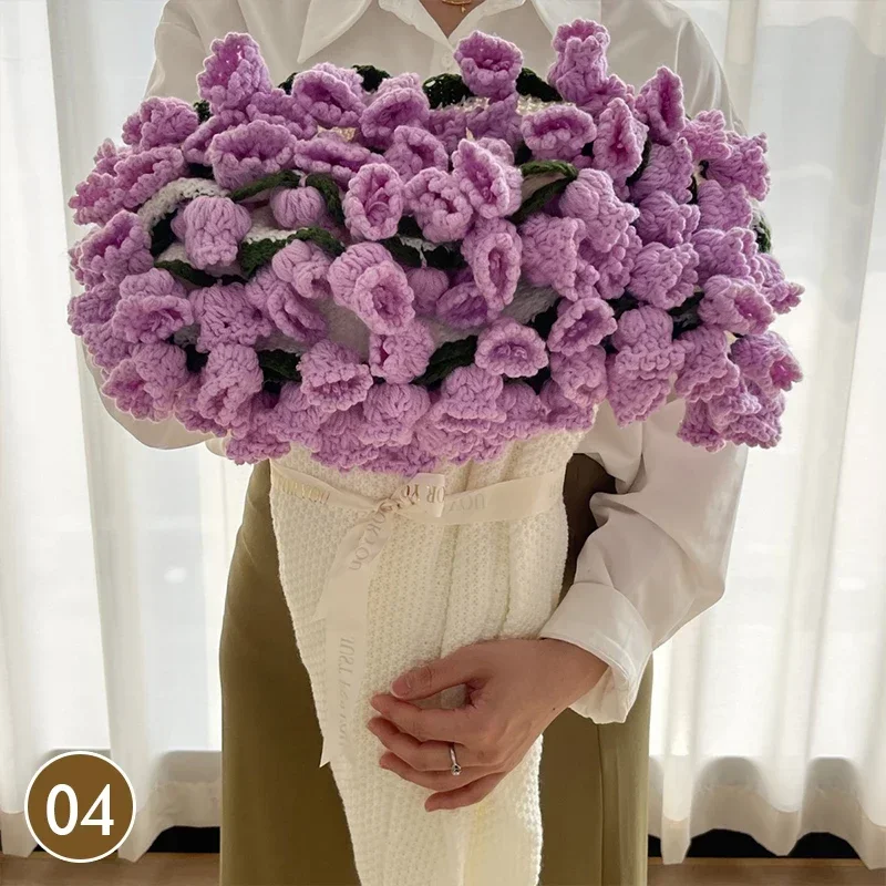 80Cm Finished Crocheted Rose Bouquet Blanket Handmade Knitted Flower Bouquet Blankets Home Decor Bed Sofa Throw Blanket Gift