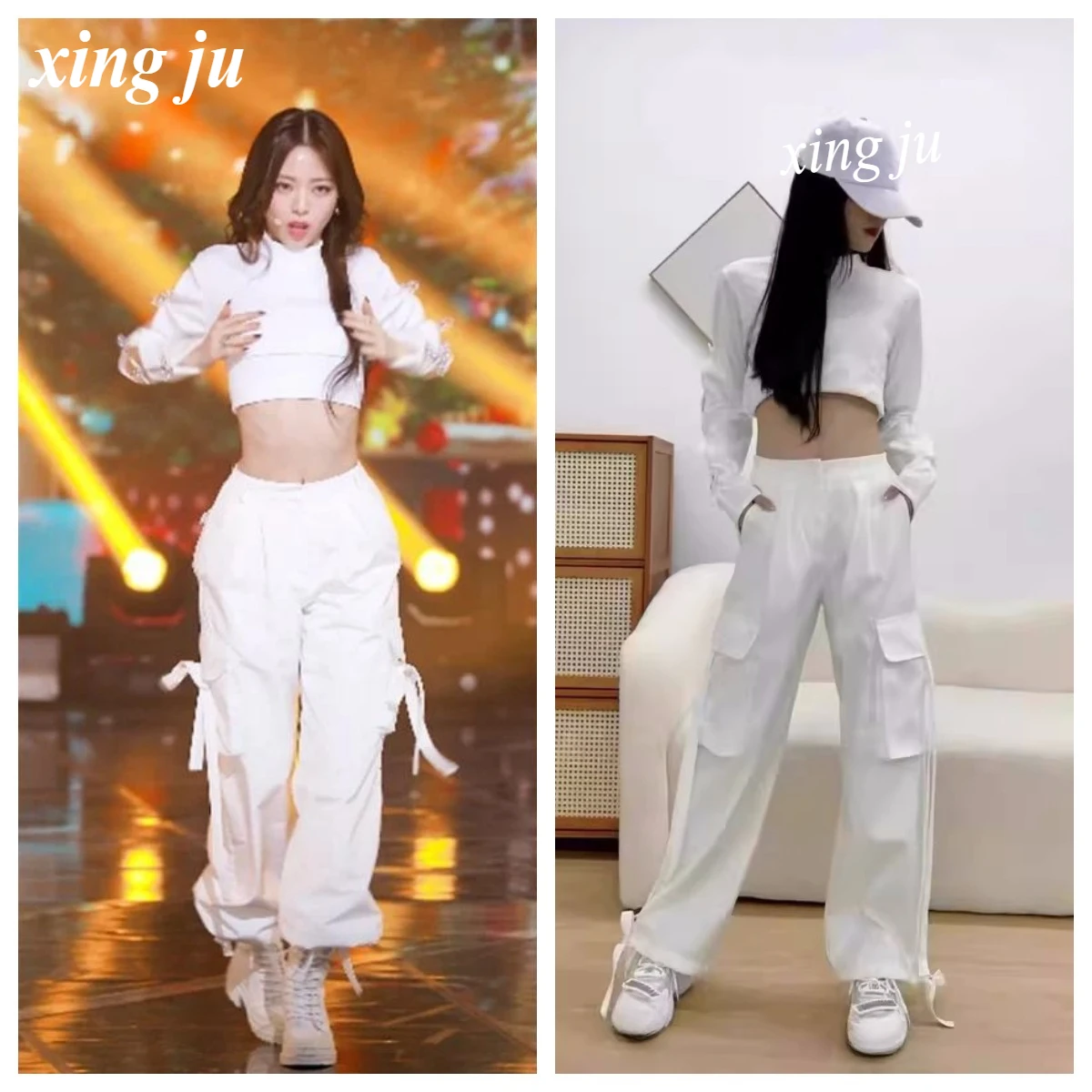 

Kpop Women Group Concert Slim Crop Tops Outfit Hip Hop Loose Straight Pants Jazz Dancewear Music Festival Clothing Stage Costume