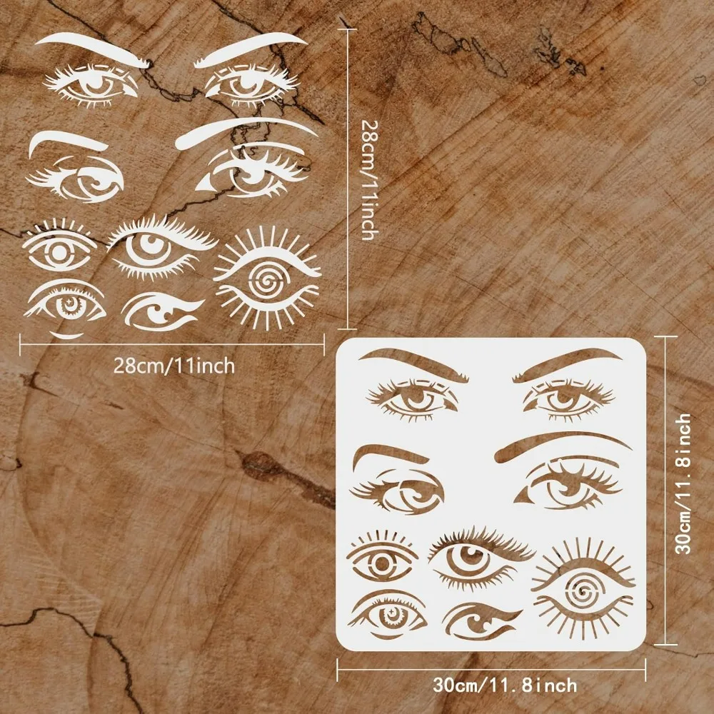 Eye Stencils for Painting 11.8x11.8 inch Beautiful Eyes Stencils Plastic Eyes and Eyebrows Patterns Stencil Reusable Create