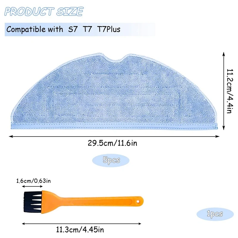 Panni per mocio per Xiaomi Roborock S7 S7plus T7 T7plus T7splus accessori per aspirapolvere Mop con spazzola riutilizzabile e lavabile