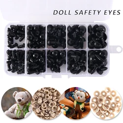 150pcs DIY Doll Safety Eyes 6-12mm Black Plastic Crafts Eyes for Bear Toy Kids DIY Craft Stuffed Animal Doll Accessories