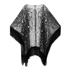 New 1920s Vintage Great Gatsby Dress Retro Long Tassel Shawl Great Gatsby Prom Party Sexy Evening Dress Beaded Sequin Shawl