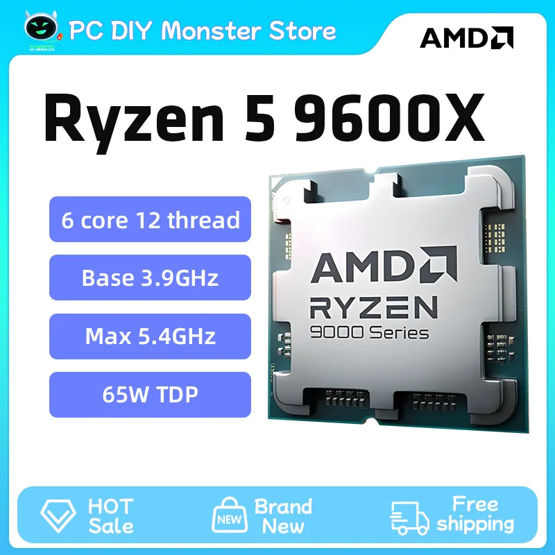 

Новый процессор AMD Ryzen 5 9600X R5 9600X 3,9 ГГц 6-ядерный 12-поточный PCIE 5,0 65 Вт Процессор 5 нм L3 = 32M DDR5 AM5