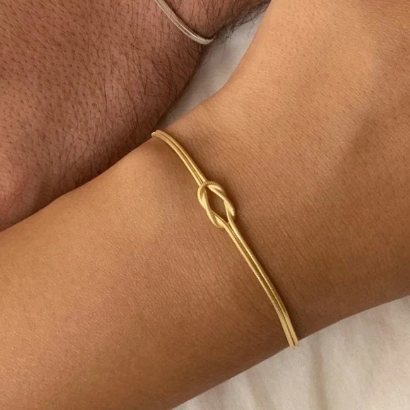 Stainless Steel Classic Knot Bracelet, Couples Best Friend Bracelets, Birthday Gift for BFF, Dainty Friendship Jewelry
