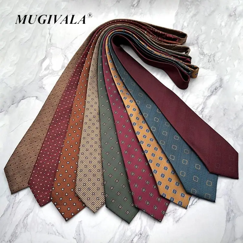 MUGIVALA 8CM Tie For Men Formal Wear Business Casual Fashion Workplace Polka Dot Elements Hand-made Necktie