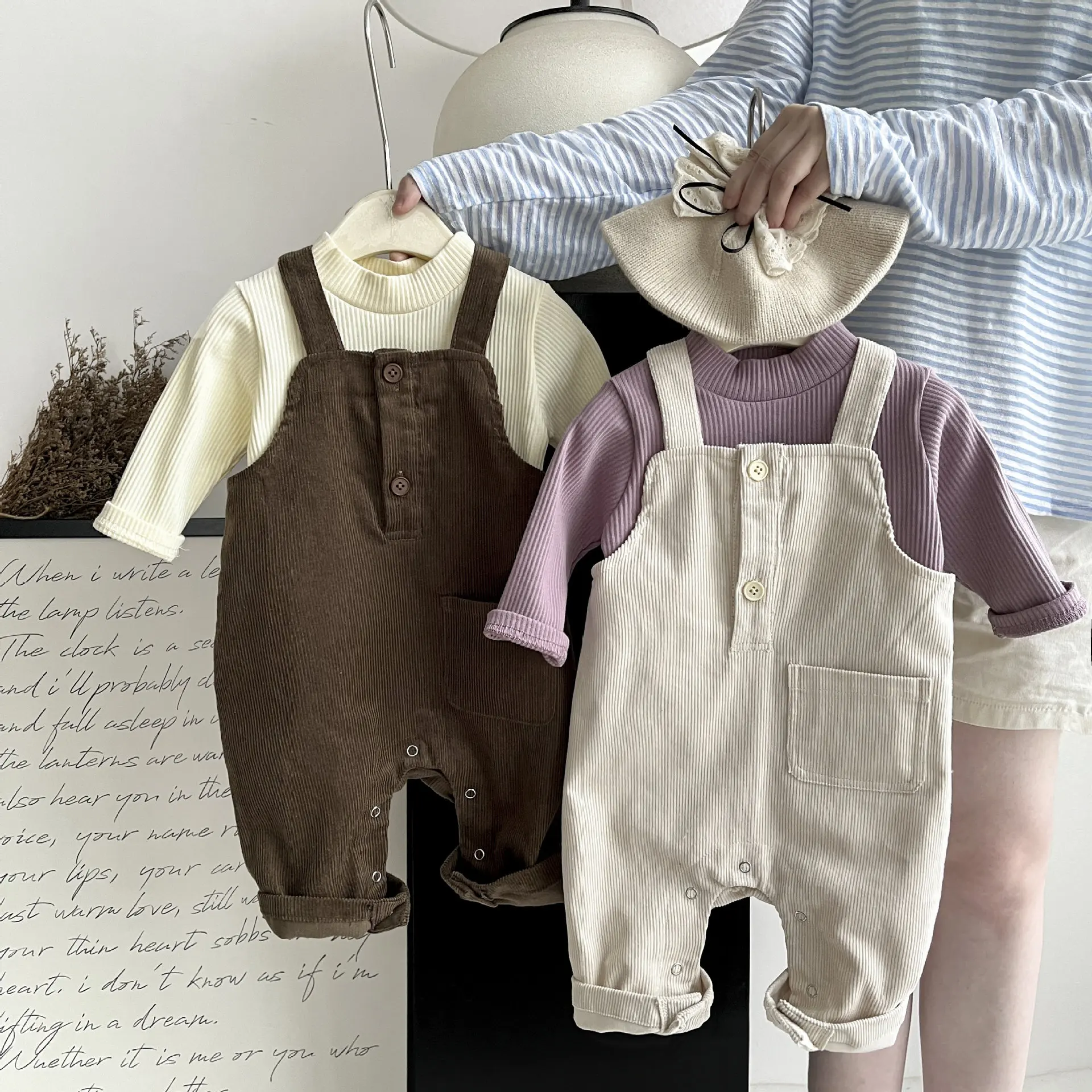 Korean Children Clothing for Infants Children Autumn Boys and Girls Baby Fashion Corduroy Korean Casual Suspender Pant