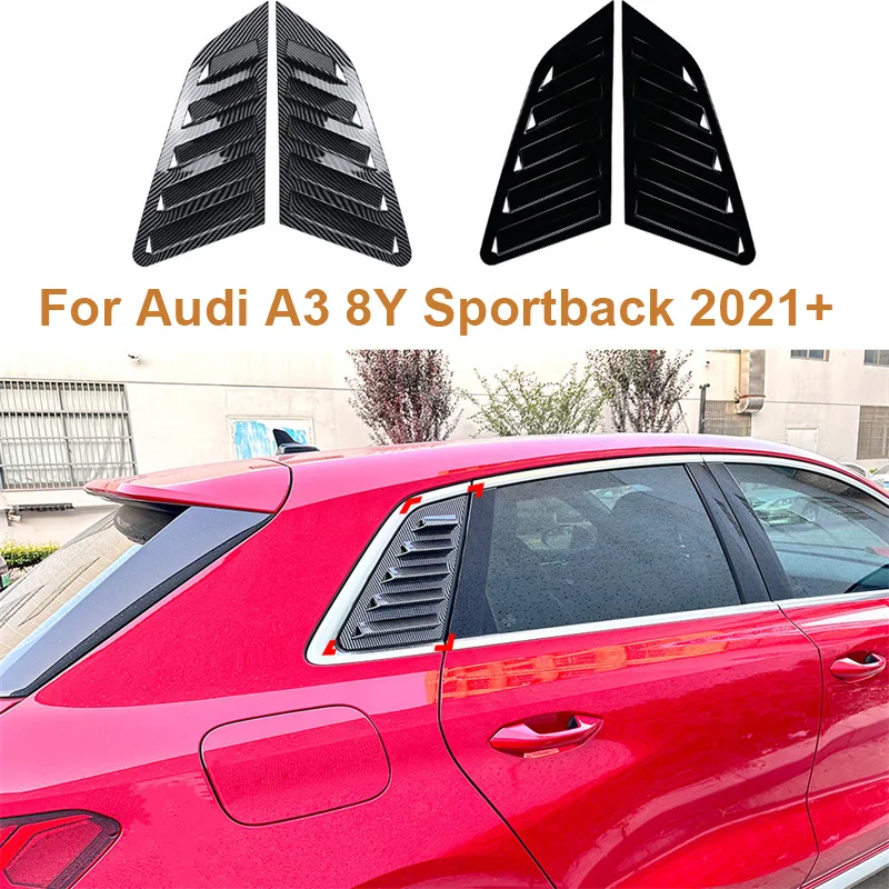 

Glossy black Triangle louver shark gill shaped rear window decorative window vent For Audi A3 8Y Sportback 2021+