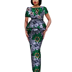 African Print Tops & Skirts Women Set African Clothes Elegant Women Blouse and Long Skirts 2 Piece Set Party Dress WY3788