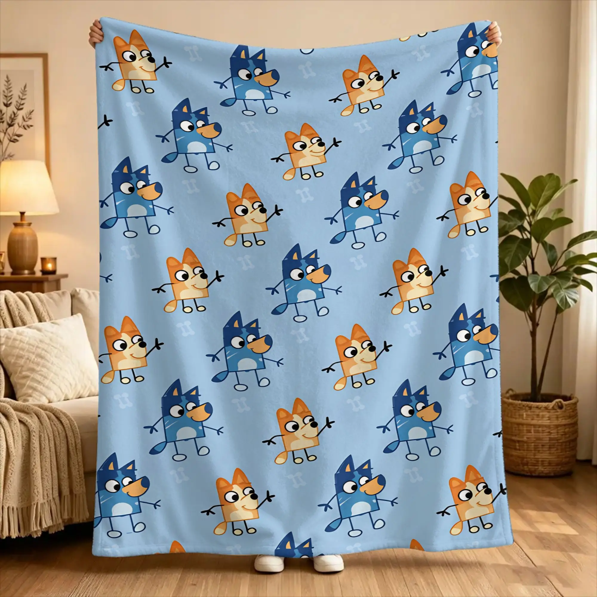 B-bluey Bingo Heeler Flannel Blanket  Soft Durable Throw Blanket for Bedroom Travel Fluffy Bedspread Sofa Bed Cover