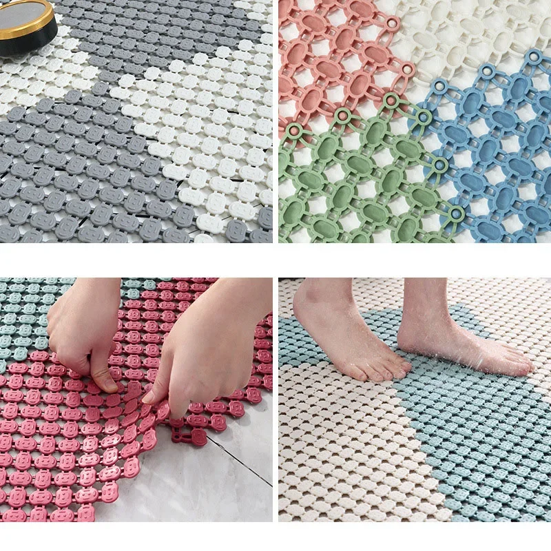جديد TPE كامل الحمام الربط الكلمة حصيرة Diy بها بنفسك المنزل الحمام الاستحمام مقاوم للماء المضادة للانزلاق مسند القدم لينة وقابلة للطي قطع القدم البساط