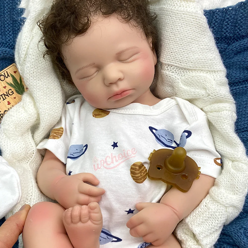 20 Zoll realistische, vollständig aus Silikon gefertigte Reborn-Babypuppe (Junge/Mädchen) mit eingewachsenem Haar, weicher Neugeborenenpuppe mit offenem Mund und Schnuller, als Weihnachtsüberraschungsgeschenk.