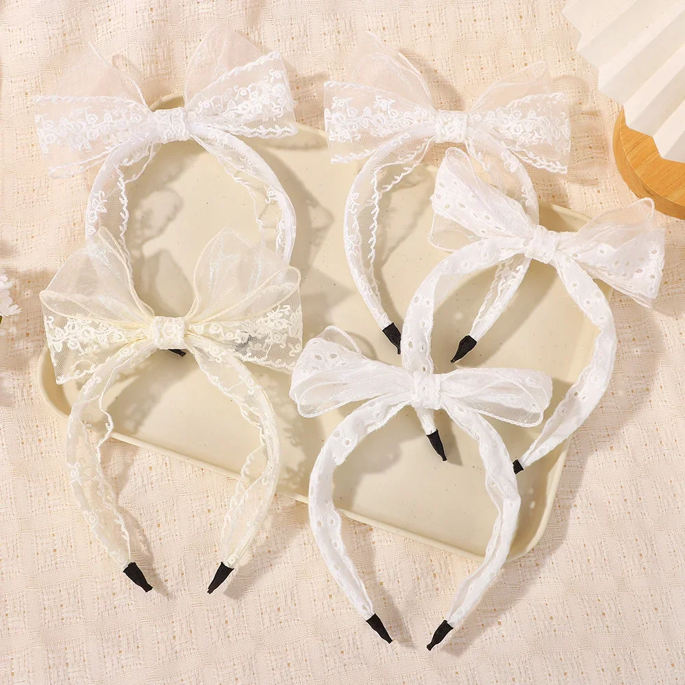 

Cream Lace Big Bow Hairband 1pc Women's Girls' Fashion Headband Kids Birthday Hair Accessories Elegant Hair Bands Headwear