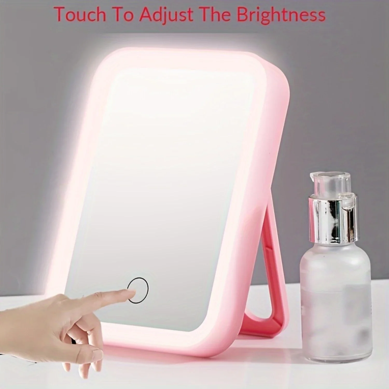 Portátil Compact USB recarregável Vanity Mirror LED, escurecimento, espelho de maquiagem elegante para viagens ou uso doméstico