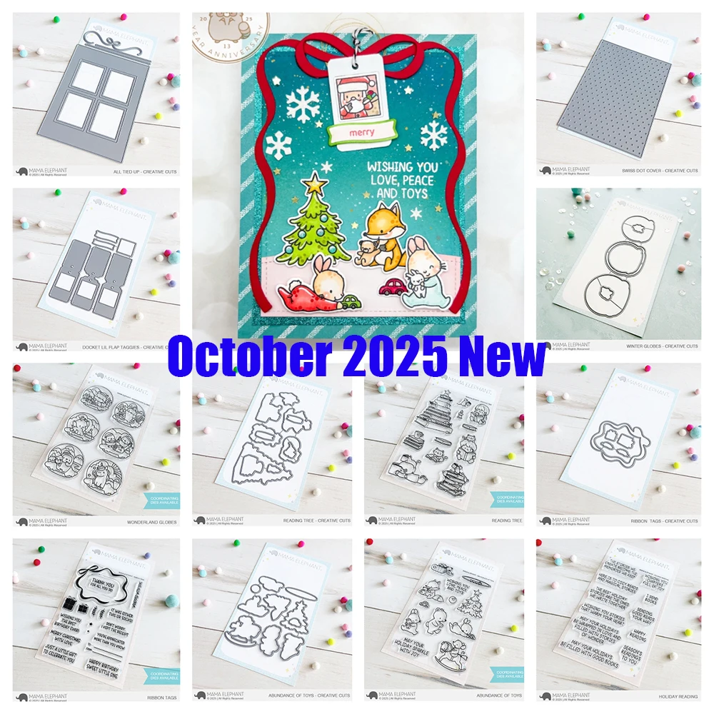 

Christmas Ribbon Tags Reading Tree Globes Metal Cutting Dies and Stamps for DIY Scrapbook Photo Album Handmade 2025 October New