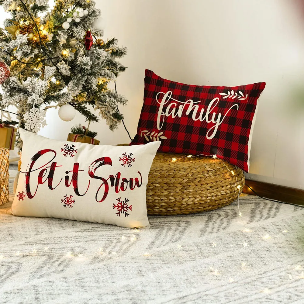 Feliz Natal Capa De Travesseiro Decorativa, Linho Fronha, Almofada Do Sofá, Decoração De Natal, Decoração De Casa, 30x50cm
