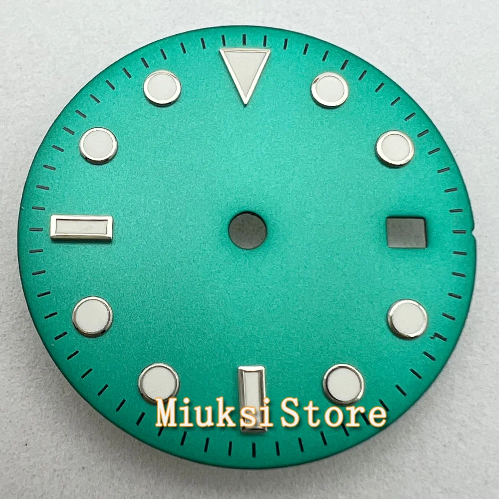 

29mm Blue watch dial Green luminous face fit NH35 NH36 ETA2824 2836 Mingzhu2813 3804 Miyota8215 PT5000 Seagull ST2130 movement