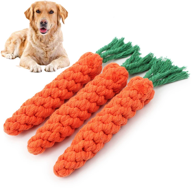 1PC Giocattolo Del Cane Carota Nodo Corda Palla Corda di Cotone Manubri Cucciolo Pulizia Dei Denti Giocattolo Da Masticare Durevole Intrecciato