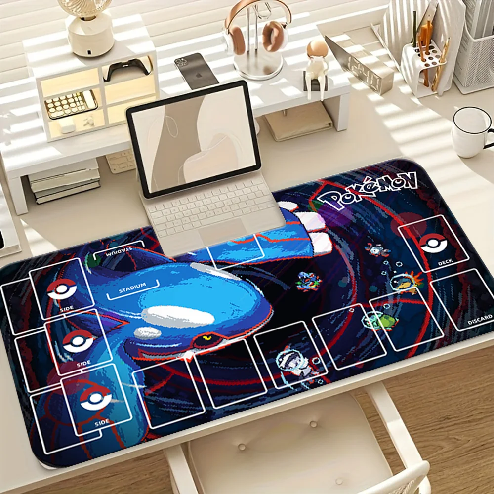 Tapete de Jogo Pokemon Kyogre Pixel Art TCG com Zonas, Tapete Antiderrapante para Jogos de Cartas, Mouse Pad para Jogos, Tapete de Mesa