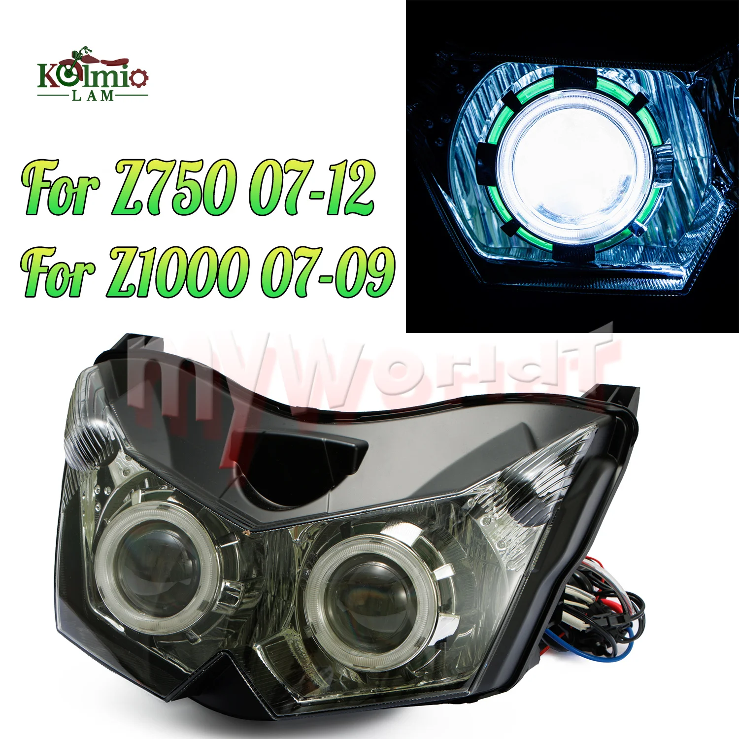 Fit For Kawasaki Z1000 2007 - 2009 Z750 ZR750L 2007 - 2011 Motorcycle Headlamp Angel Eyes HID Headlight