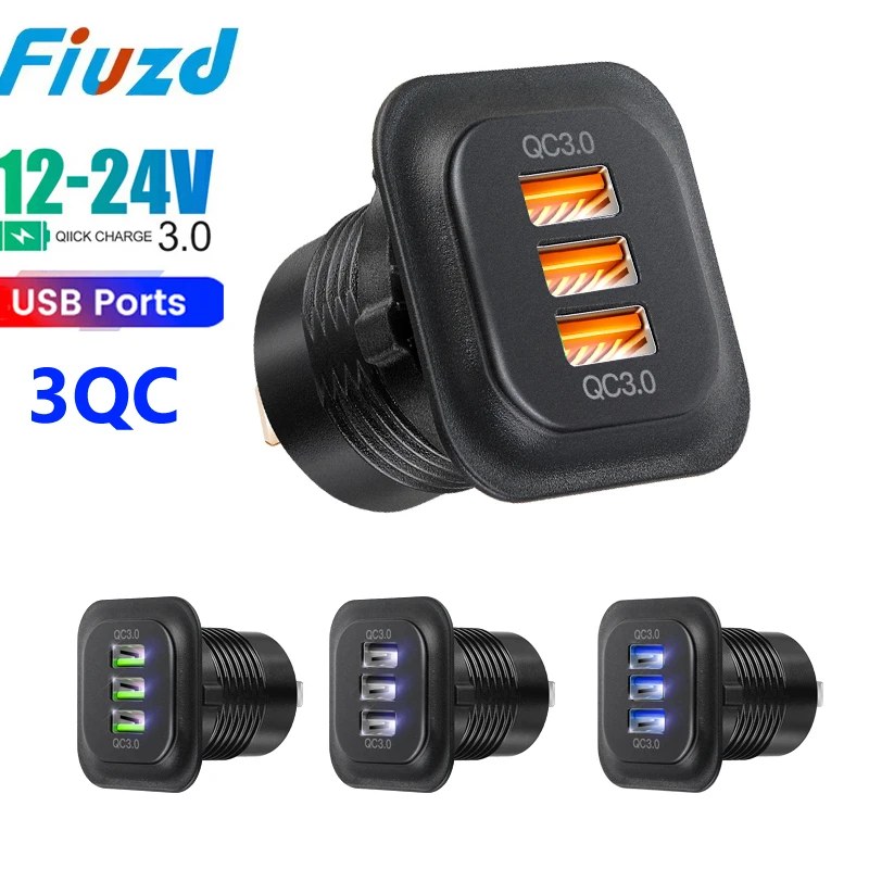 

USB Ports Car Charger for Car RV Camper Caravans Phone Charger usb charger fast charge QC3.0 for 12V 24V Car Truck Motorcycle RV