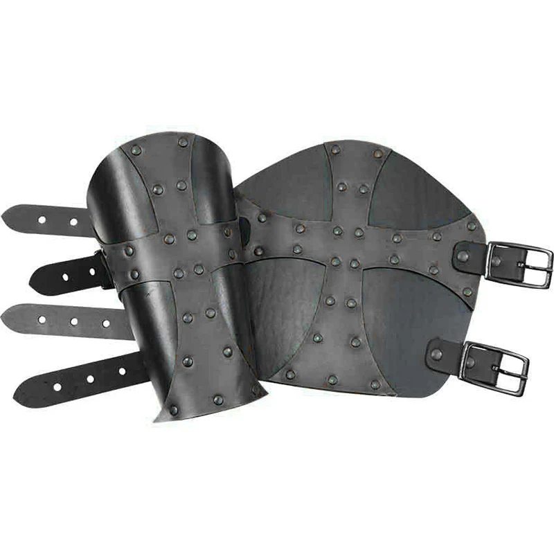 

Vintage Medieval Knight Cross Wristguard Warrior Role Play Costume Accessories PU Leather Arm Wristband Arm Armor Role Play Prop