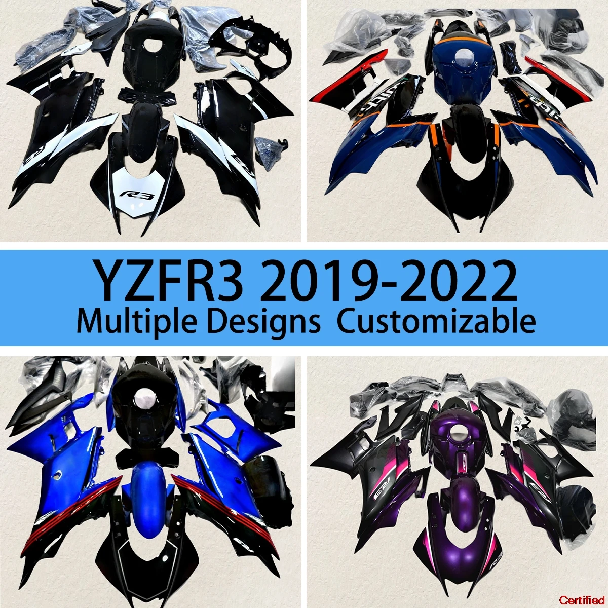

YZF-R3 2019 2020 2021 2022 ABS Fairing Kit for YAMAHA YZF R3 19 20 21 22 Motorcycle Parts Set Full Fairings CowlingFit